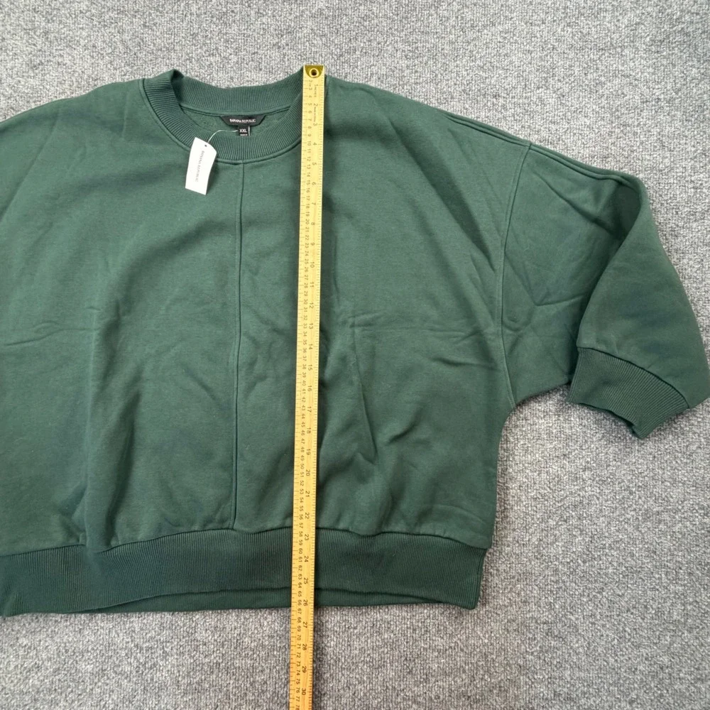 NWT Banana Republic Mens XXL Forest Green Oversized‎ Fleece Crewneck Sweatshirt